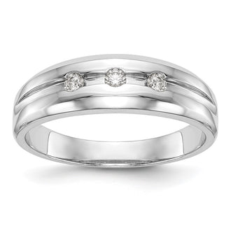 Buy Exclusive 14K White Gold Men's 3-Stone Diamond Band, 1/6 Carat Value