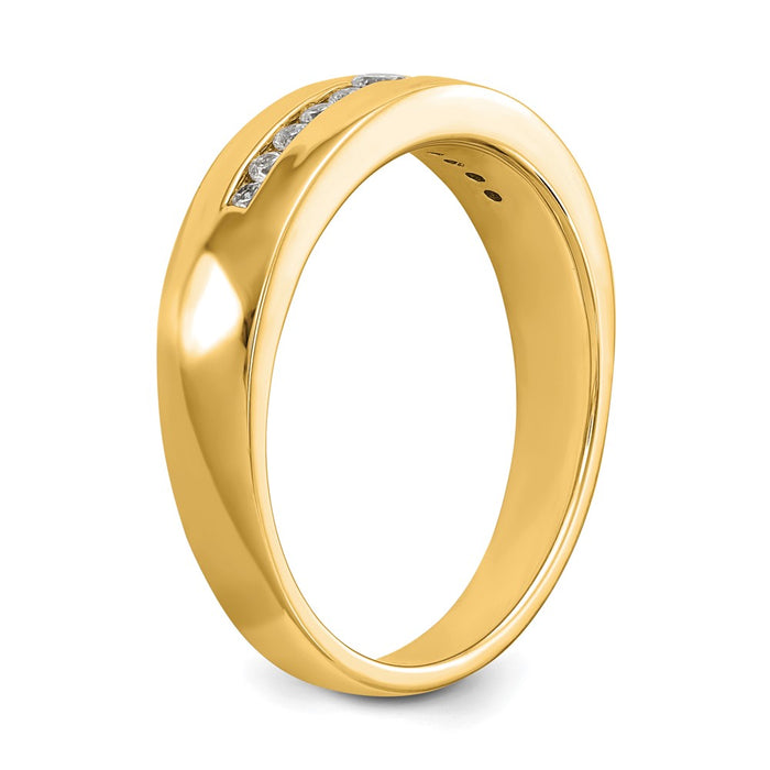 Buy Stylish 14K Yellow Gold Men's Channel Band with 1/4 Carat Diamonds-6