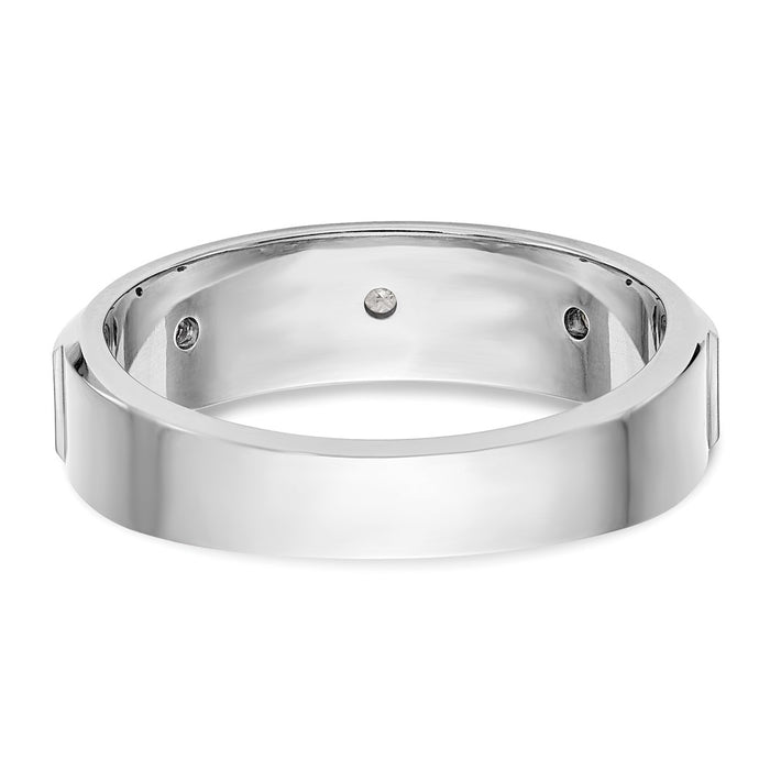 Buy Stylish Men's 14K White Gold 3-Stone Diamond Band - 1/6 Carat Value-5