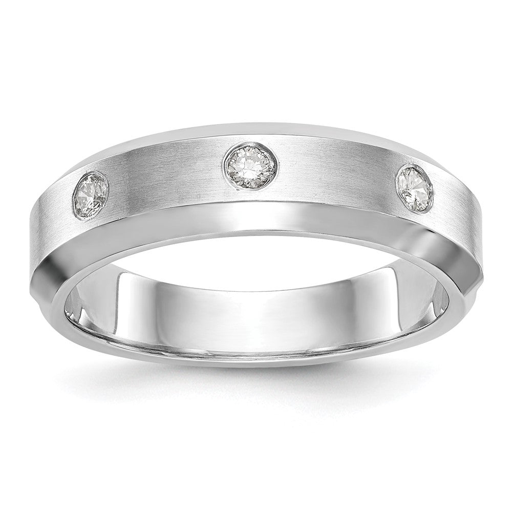 Buy Stylish Men's 14K White Gold 3-Stone Diamond Band - 1/6 Carat Value