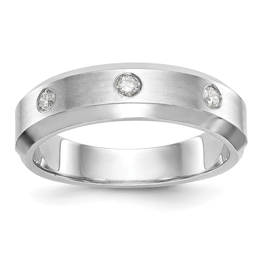 Buy Stylish Men's 14K White Gold 3-Stone Diamond Band - 1/6 Carat Value