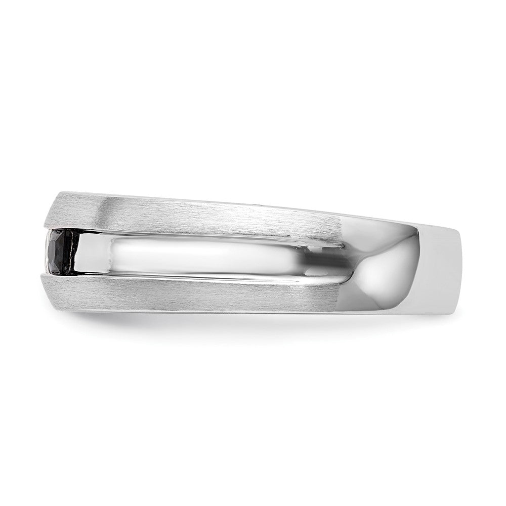 Buy Stylish Men's 14K White Gold Channel Band with 1/10 Carat Diamonds & Sapphires