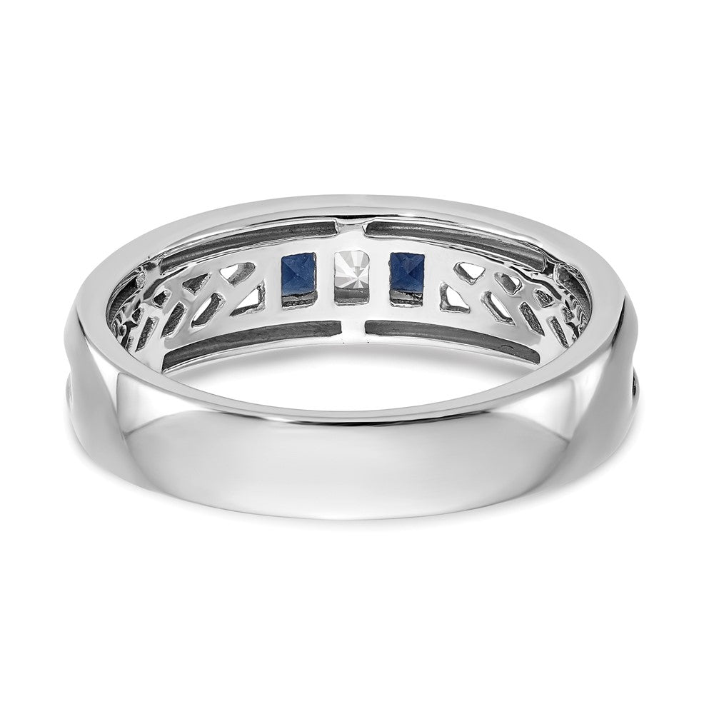 Buy Stylish Men's 14K White Gold Channel Band with 1/10 Carat Diamonds & Sapphires