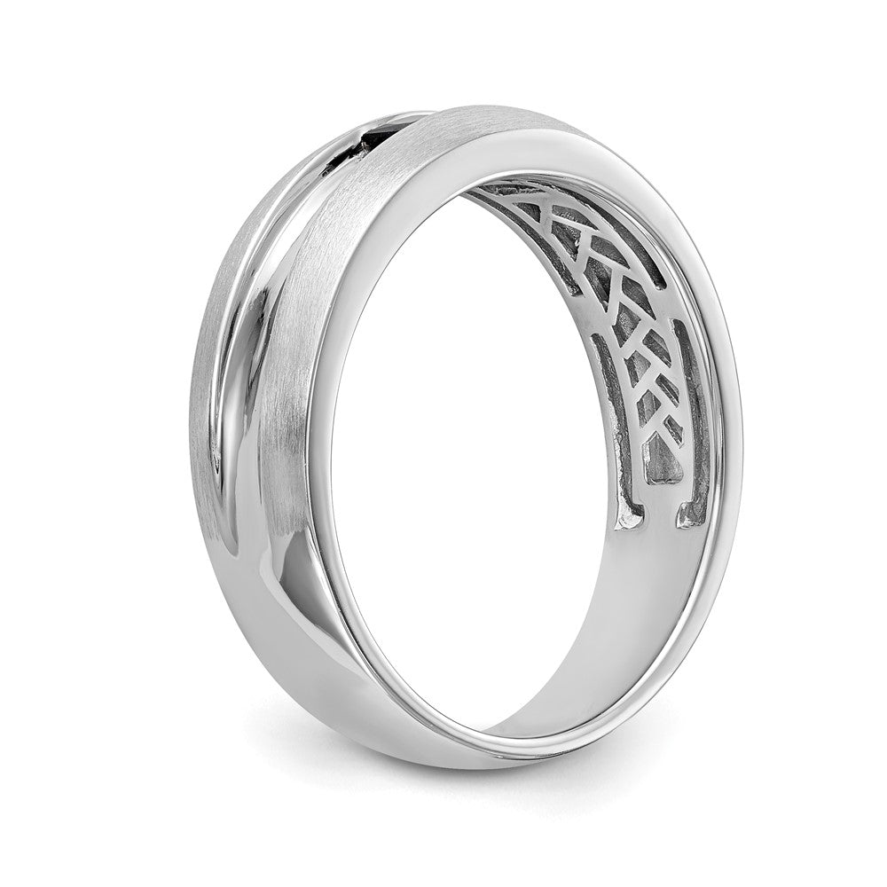 Buy Stylish Men's 14K White Gold Channel Band with 1/10 Carat Diamonds & Sapphires