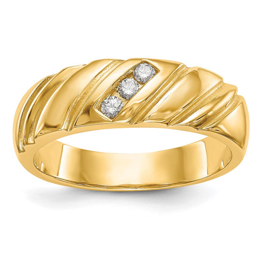 Buy Stylish 14K Gold Men's 3-Stone Diamond Band - 1/8 Carat Total Weight