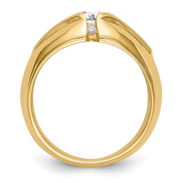 14K Gold Men's Semi-Mount Ring for 3/4 Carat Diamond