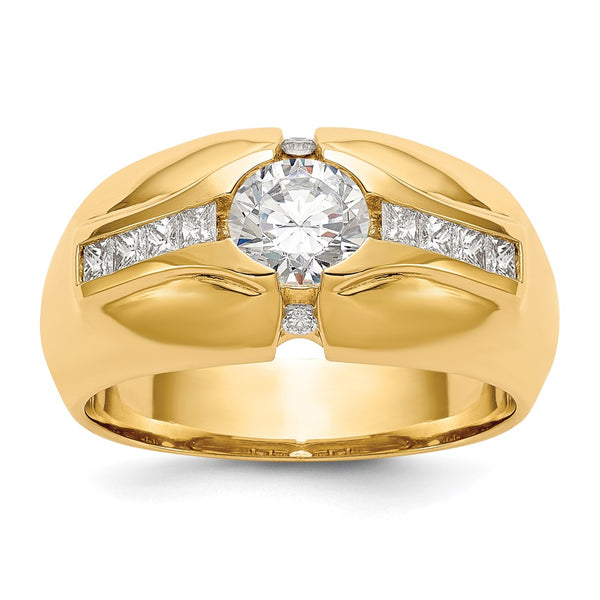 14K Gold Men's Semi-Mount Ring for 3/4 Carat Diamond