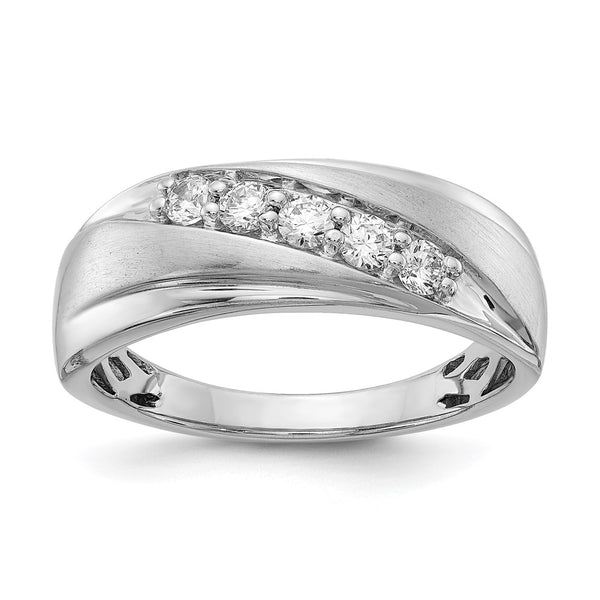 14K White Gold Men's 5-Stone Diamond Ring - 3/8 Carat