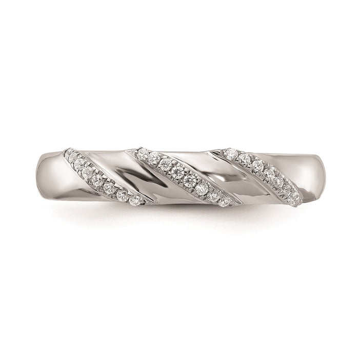 Buy Stylish 14K White Gold Men's Wedding Band with 1/8 Carat Diamond Trio-4