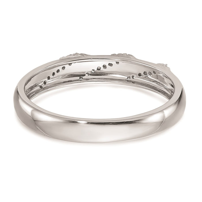 Buy Stylish 14K White Gold Men's Wedding Band with 1/8 Carat Diamond Trio-5