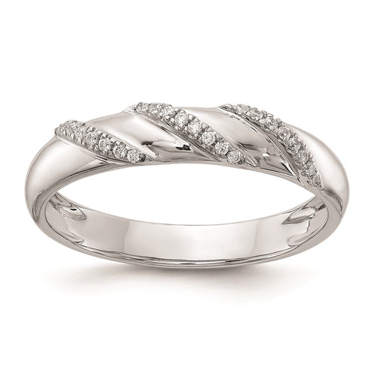 Buy Stylish 14K White Gold Men's Wedding Band with 1/8 Carat Diamond Trio