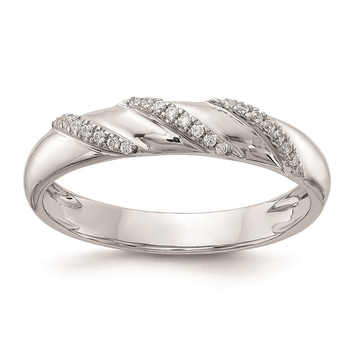 Buy Stylish 14K White Gold Men's Wedding Band with 1/8 Carat Diamond Trio-1