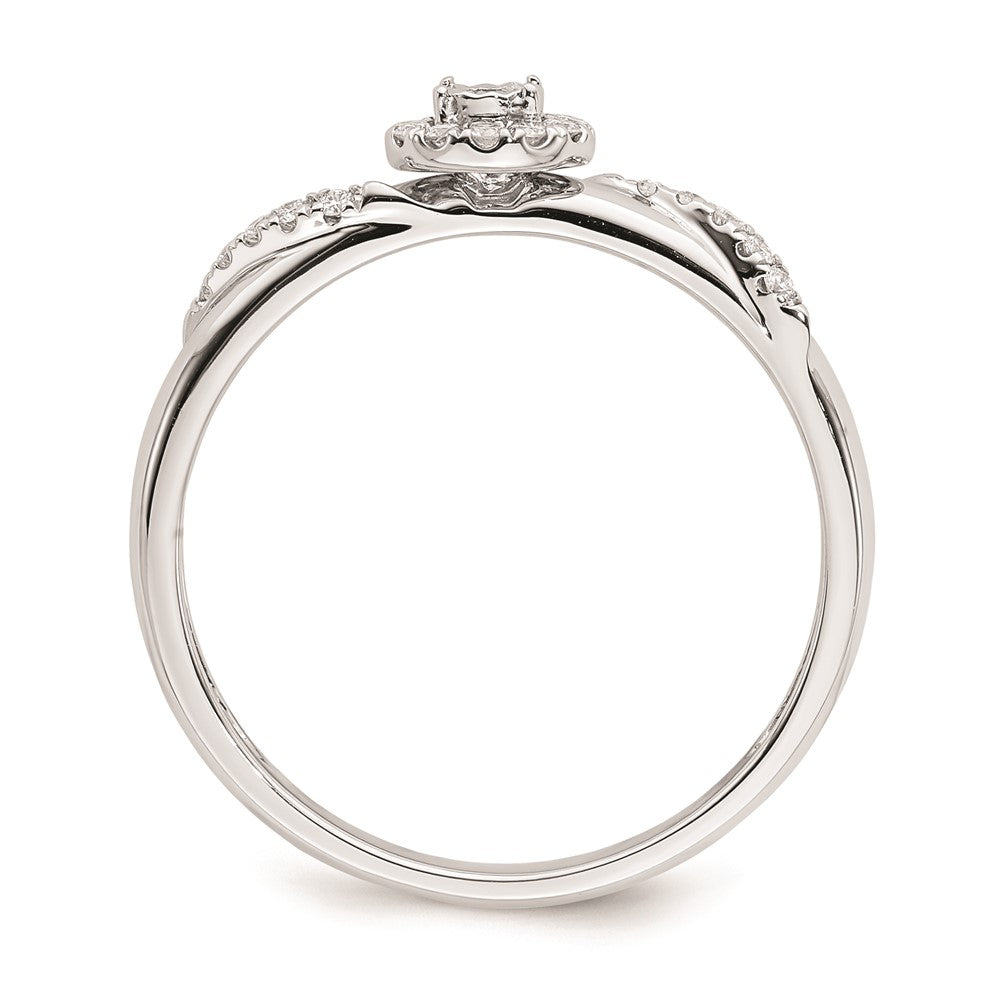 Designer 14K White Gold Halo Engagement Ring Set with 1/8 Carat Diamonds - Affordable Luxury