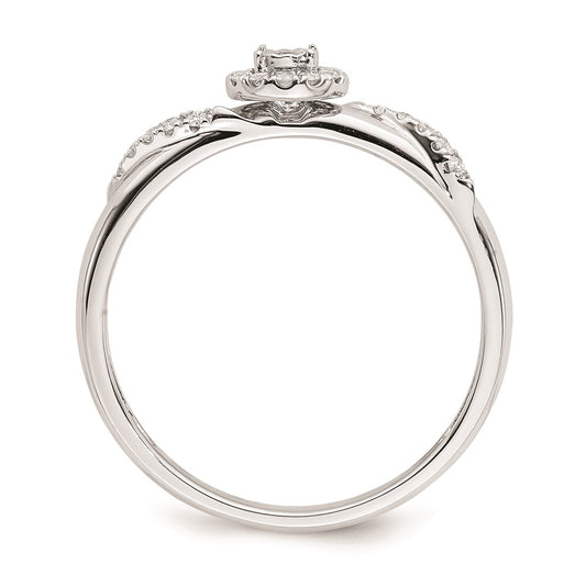 Designer 14K White Gold Halo Engagement Ring Set with 1/8 Carat Diamonds - Affordable Luxury
