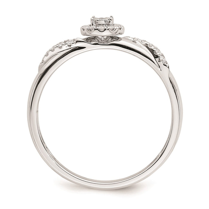 Designer 14K White Gold Halo Engagement Ring Set with 1/8 Carat Diamonds - Affordable Luxury-2