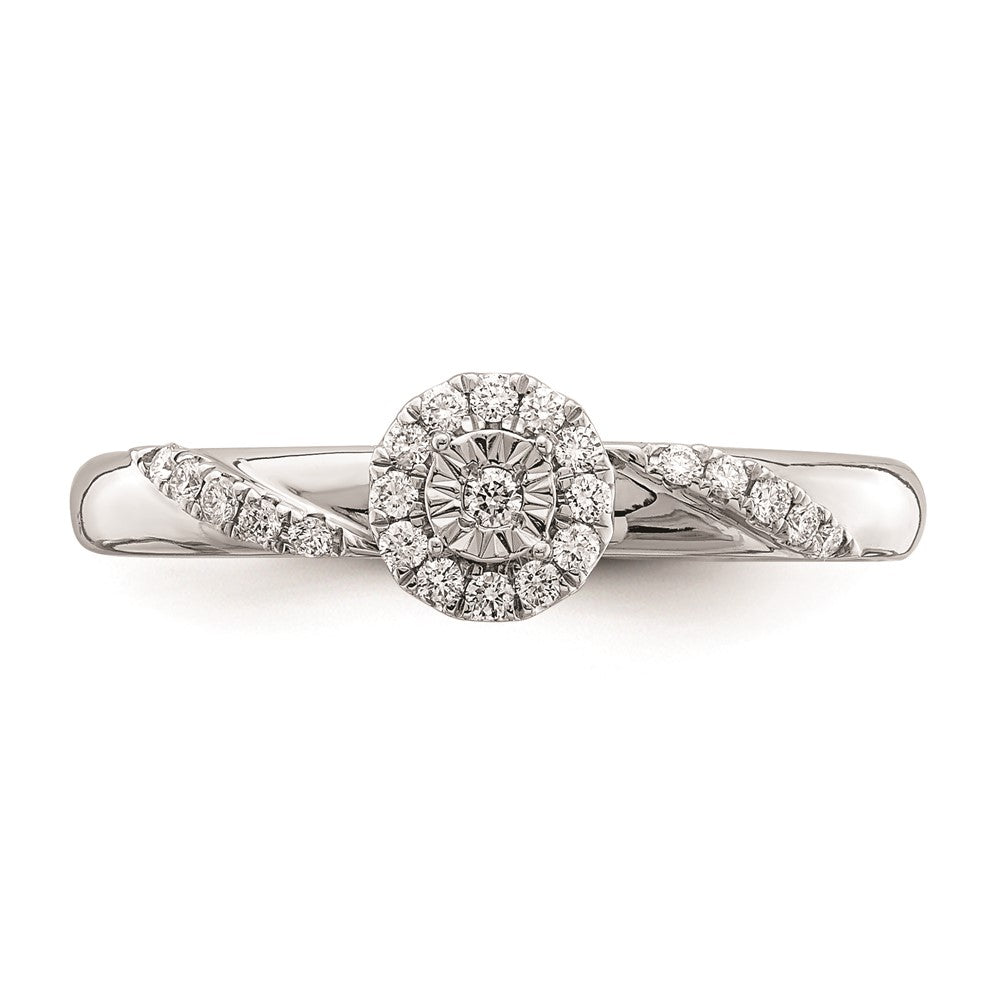 Designer 14K White Gold Halo Engagement Ring Set with 1/8 Carat Diamonds - Affordable Luxury