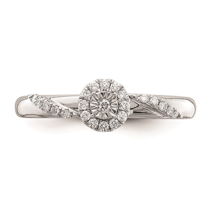 Designer 14K White Gold Halo Engagement Ring Set with 1/8 Carat Diamonds - Affordable Luxury-4