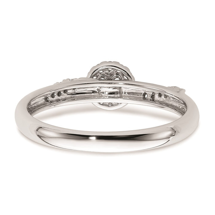 Designer 14K White Gold Halo Engagement Ring Set with 1/8 Carat Diamonds - Affordable Luxury-5