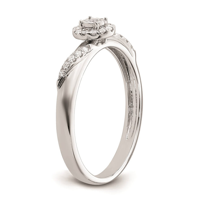 Designer 14K White Gold Halo Engagement Ring Set with 1/8 Carat Diamonds - Affordable Luxury-6