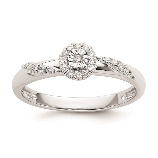 Designer 14K White Gold Halo Engagement Ring Set with 1/8 Carat Diamonds - Affordable Luxury
