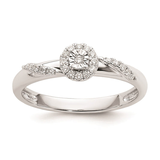 Designer 14K White Gold Halo Engagement Ring Set with 1/8 Carat Diamonds - Affordable Luxury