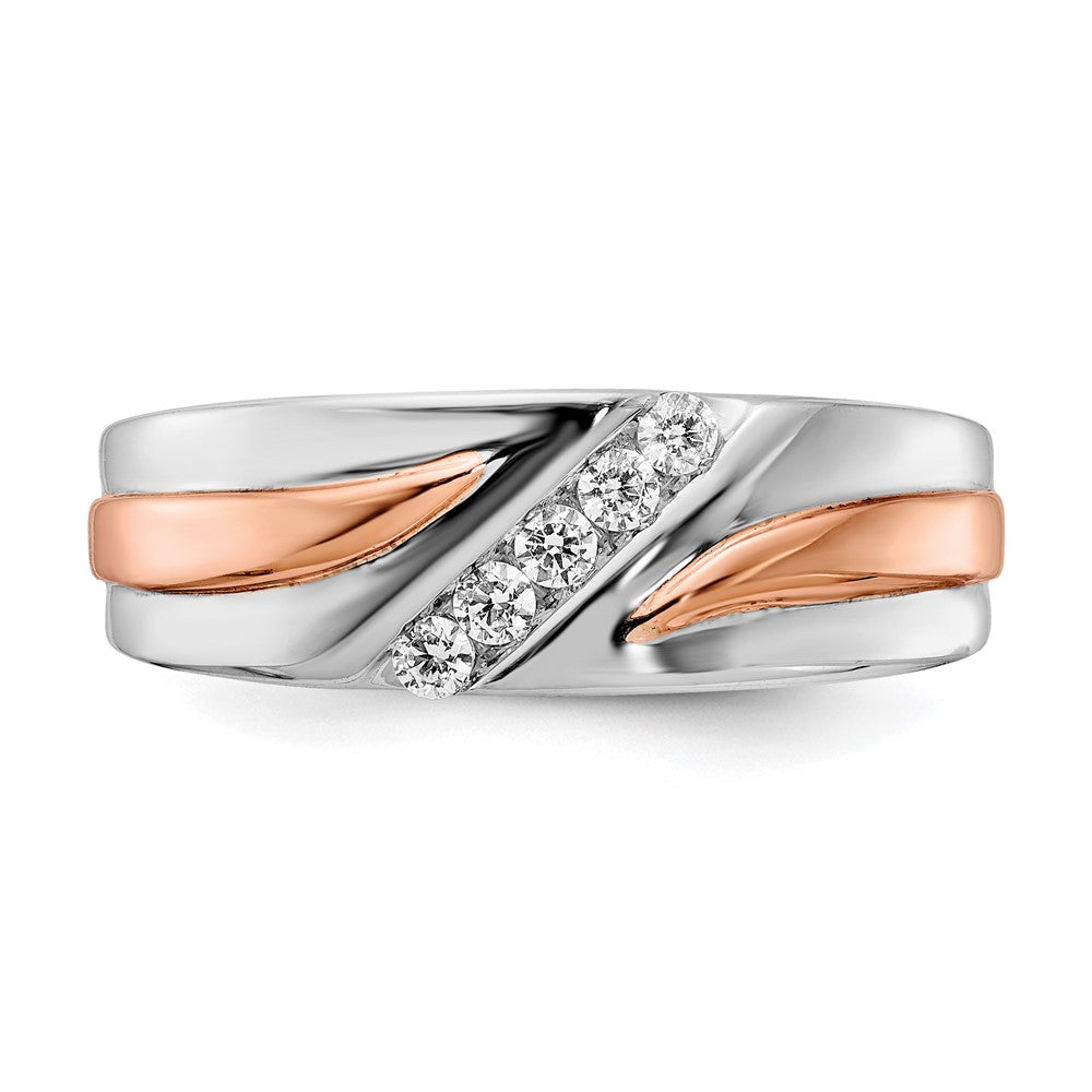 Buy Exclusive Men's 14k White & Rose Gold Diamond Band - 1/5 Carat, Stylish!