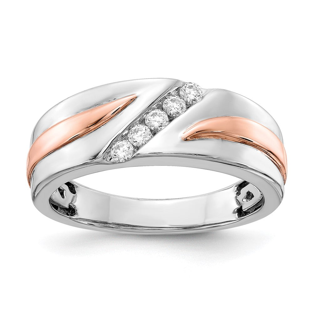 Buy Exclusive Men's 14k White & Rose Gold Diamond Band - 1/5 Carat, Stylish!