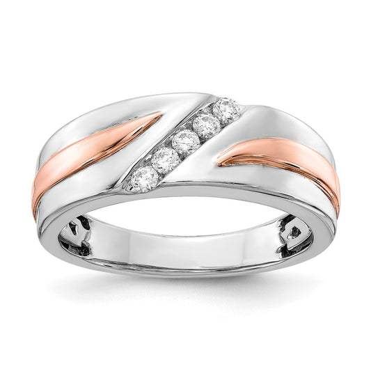 Buy Exclusive Men's 14k White & Rose Gold Diamond Band - 1/5 Carat, Stylish!