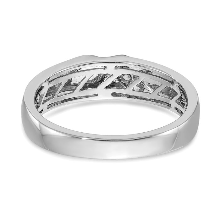 Buy Stylish Men's 14K White Gold 3-Stone Diamond Ring - 1/10 Carat Value-5