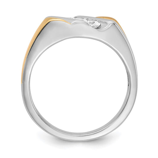 High-Quality 14K Two-Tone Men's Ring, 3-Stone Design, 3/8 Carat Diamonds - Stylish Value!