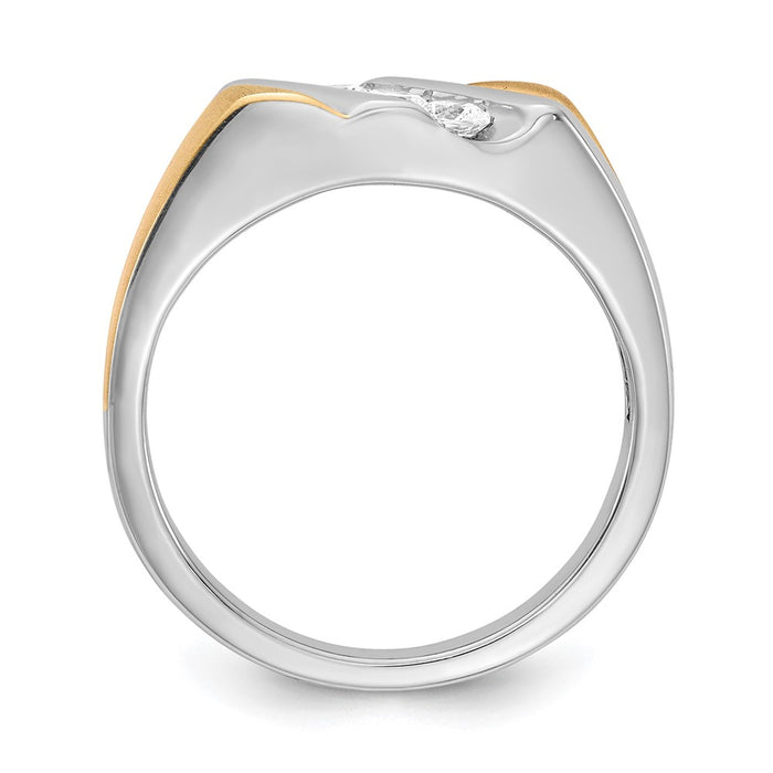 High-Quality 14K Two-Tone Men's Ring, 3-Stone Design, 3/8 Carat Diamonds - Stylish Value!-2