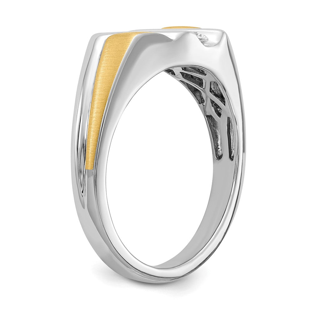 High-Quality 14K Two-Tone Men's Ring, 3-Stone Design, 3/8 Carat Diamonds - Stylish Value!