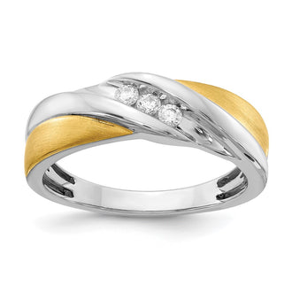 Buy Stylish 14K Two-Tone Men's Ring | 3-Stone Design & 1/6 Carat Diamonds