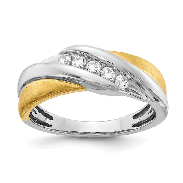 14K Two-Tone Men's Ring with 5-Stone 1/4 Carat Diamond Accent