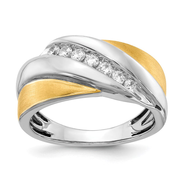 14K Two-Tone Men's Ring - 1/3 Carat Diamond Accent