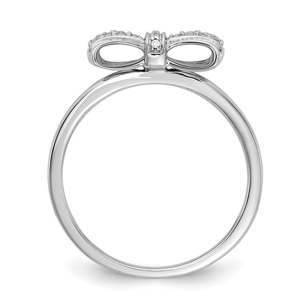 14K White Gold Diamond Bow Design Ring