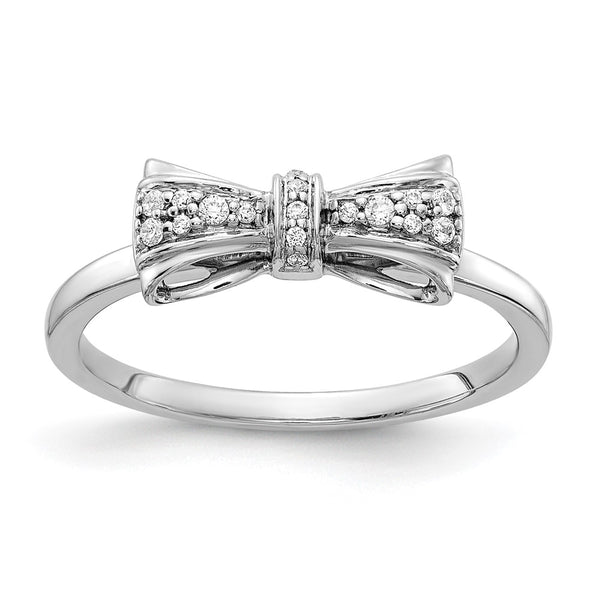14K White Gold Diamond Bow Design Ring
