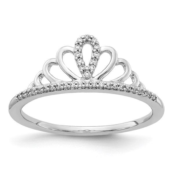 14K White Gold Diamond Crown Ring