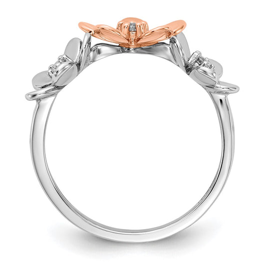 High-Quality 14K Rose & White Gold Floral Diamond Ring | Stylish & Affordable