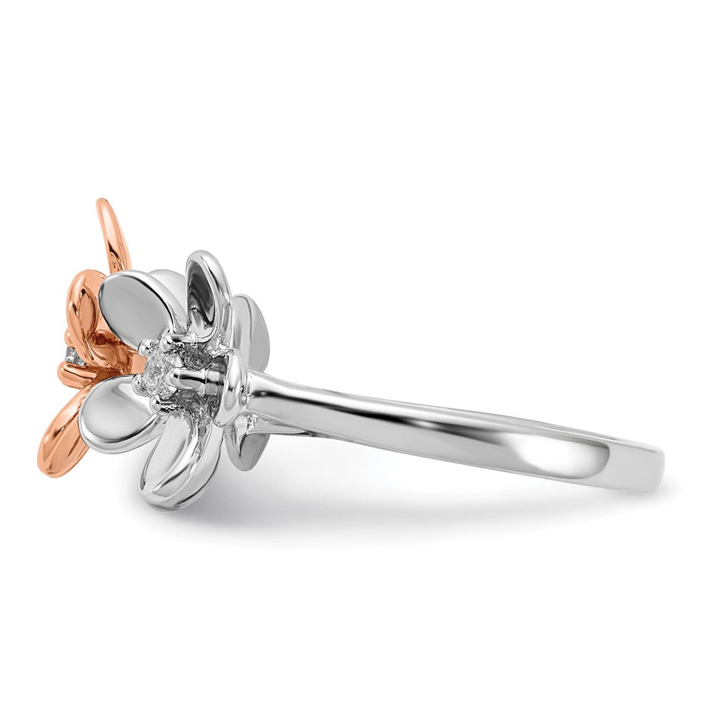 High-Quality 14K Rose & White Gold Floral Diamond Ring | Stylish & Affordable