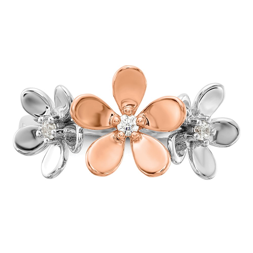 High-Quality 14K Rose & White Gold Floral Diamond Ring | Stylish & Affordable