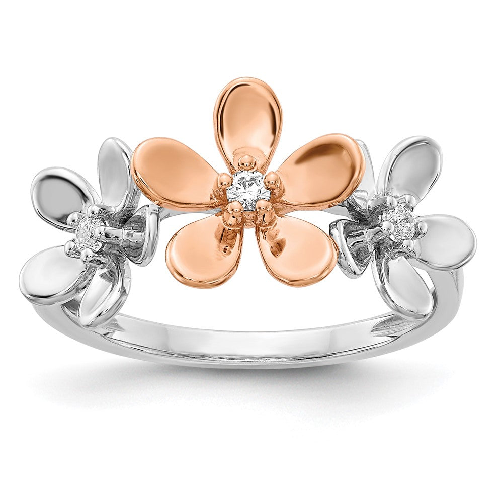 High-Quality 14K Rose & White Gold Floral Diamond Ring | Stylish & Affordable