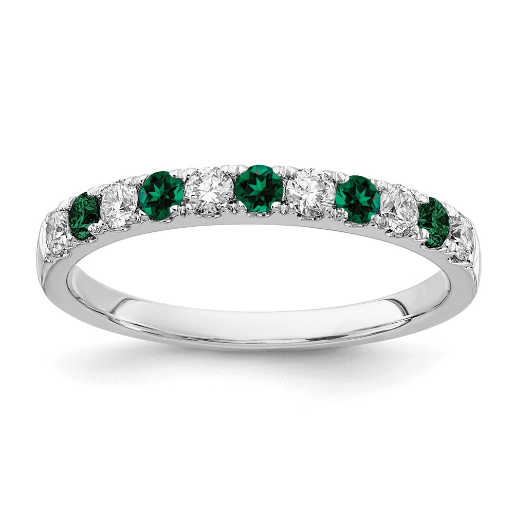 Buy Stylish 14K White Gold Band with 1/2 Carat Lab-Grown Diamond & Emeralds