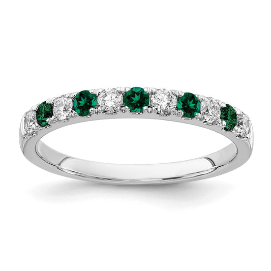 Buy Stylish 14K White Gold Band with 1/2 Carat Lab-Grown Diamond & Emeralds