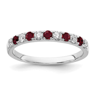 Exclusive 14K White Gold 1/2 Carat Lab-Grown Diamond Band with Ruby Accents
