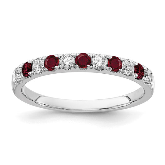 Exclusive 14K White Gold 1/2 Carat Lab-Grown Diamond Band with Ruby Accents