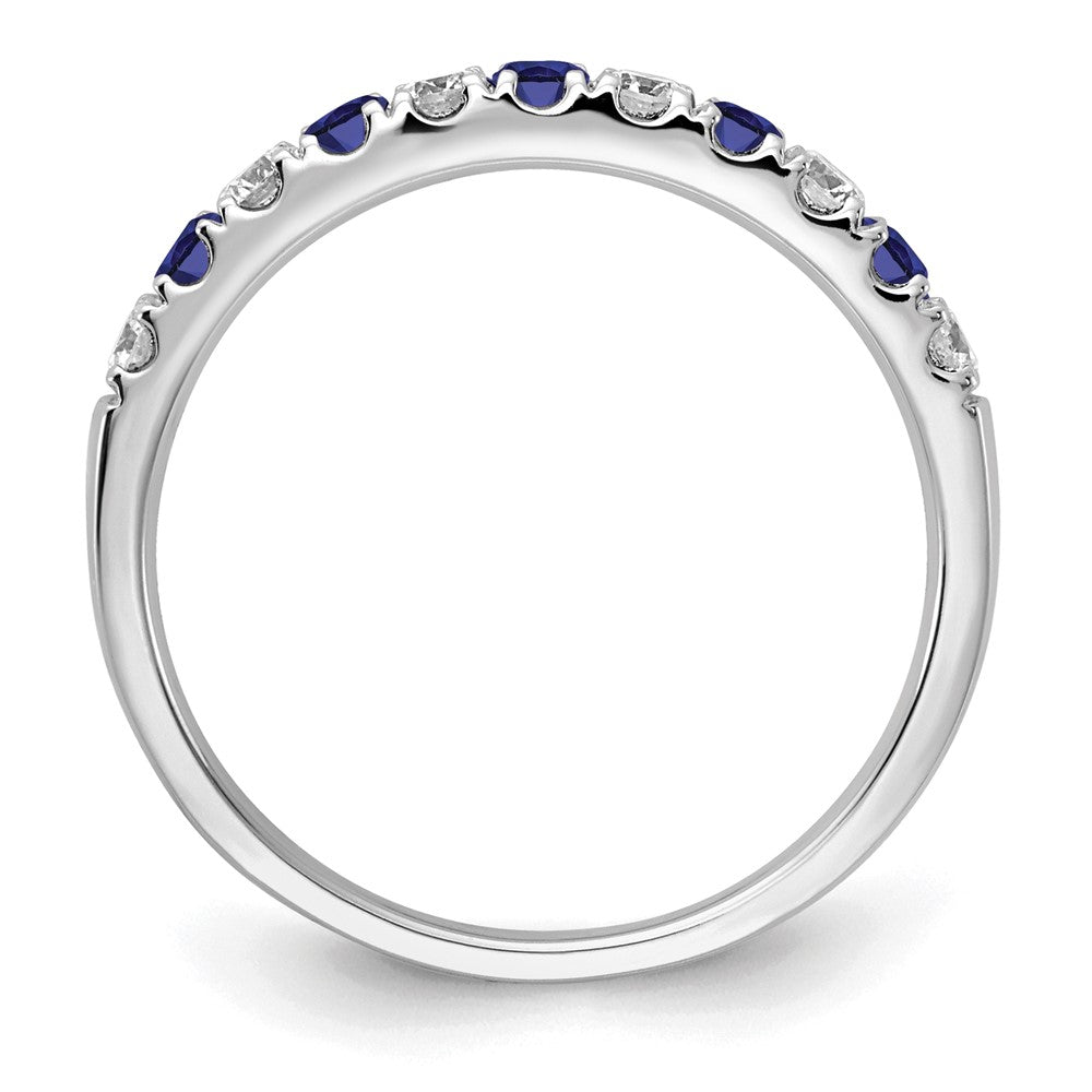 Exclusive 14K White Gold 1/2 Carat Diamond Band with Blue Sapphire Accents