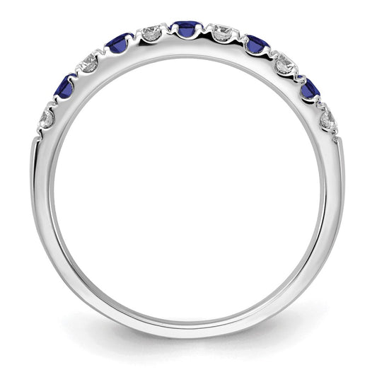 Exclusive 14K White Gold 1/2 Carat Diamond Band with Blue Sapphire Accents