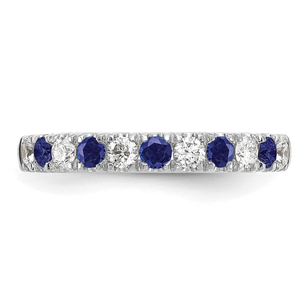 Exclusive 14K White Gold 1/2 Carat Diamond Band with Blue Sapphire Accents