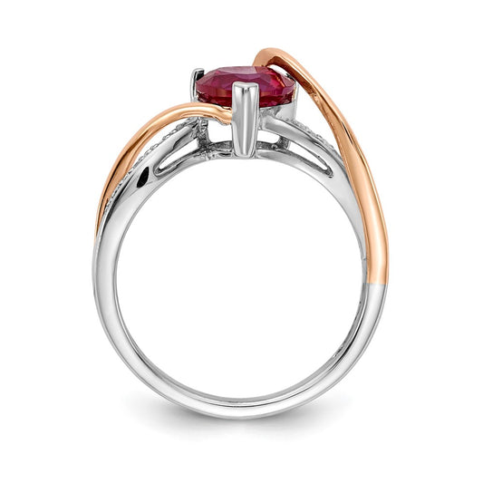 Buy Exclusive 14K Two-Tone Heart Twist Ring with Diamonds & Rubies - Stylish Value